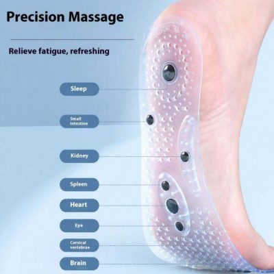 1pair Magnetic Massage Insoles, Sport Shock Absorption Foot Acupressure Insoles, Clear & Trimable.