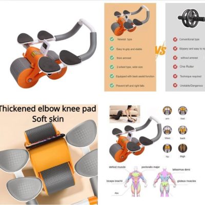 Ab Wheel Roller With Automatic Rebound And Elbow Pads.