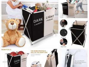 2 Section Collapsible Laundry Basket