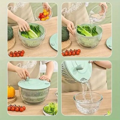 Hand-Cranked Manual Kitchen Salad and Vegetable Spinner